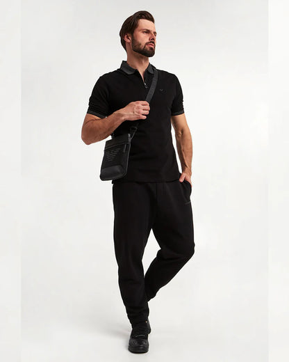 EA - Mercerised piqué polo shirt - Black