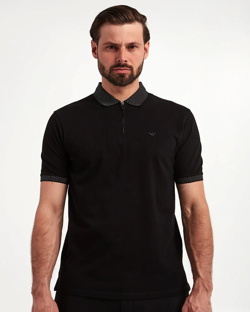EA - Mercerised piqué polo shirt - Black