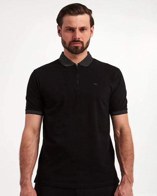 EA - Mercerised piqué polo shirt - Black