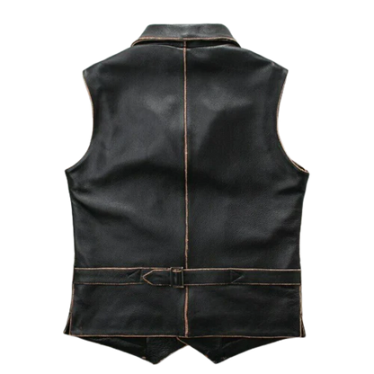 Motorcycle Distress Leather Vest