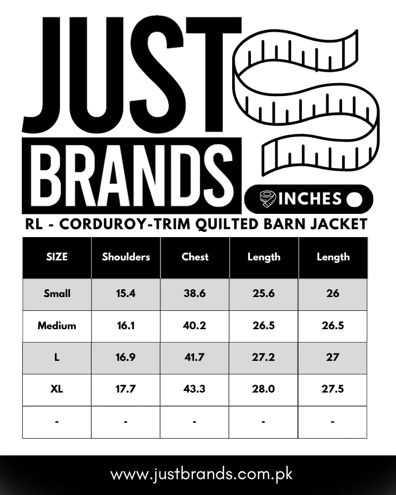 RL desert khaki corduroy trim quilted barn jacket