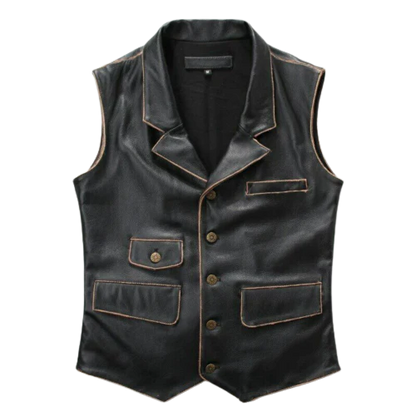 Motorcycle Distress Leather Vest